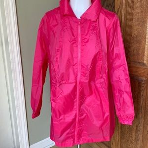 Woman Within White Nylon Rain Resistant Zip Up Jacket - Size M